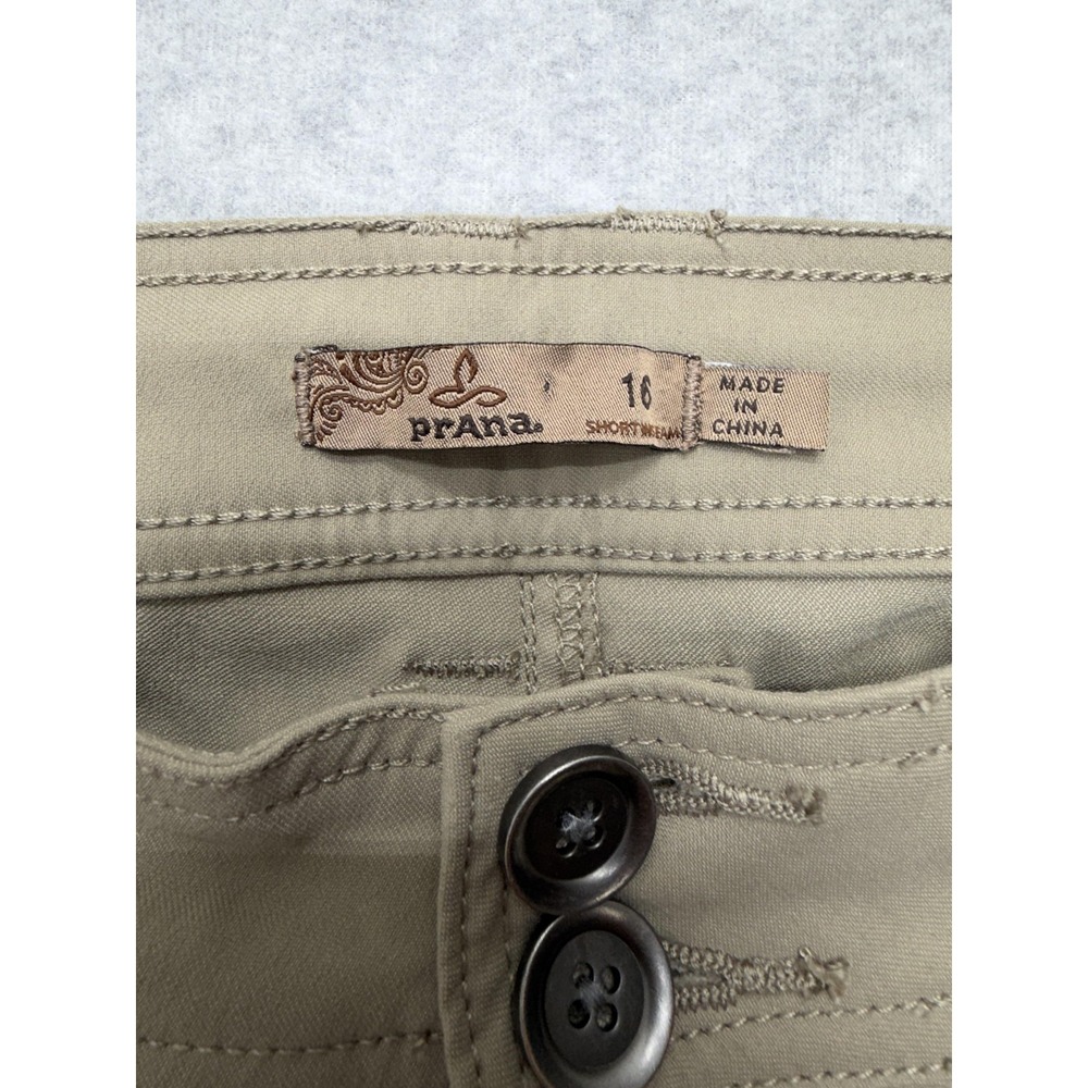 prAna Pants Womens 16 Khaki Hiking Roll-Up Stretch Straight Leg Outdoor Travel - Picture 3 of 12